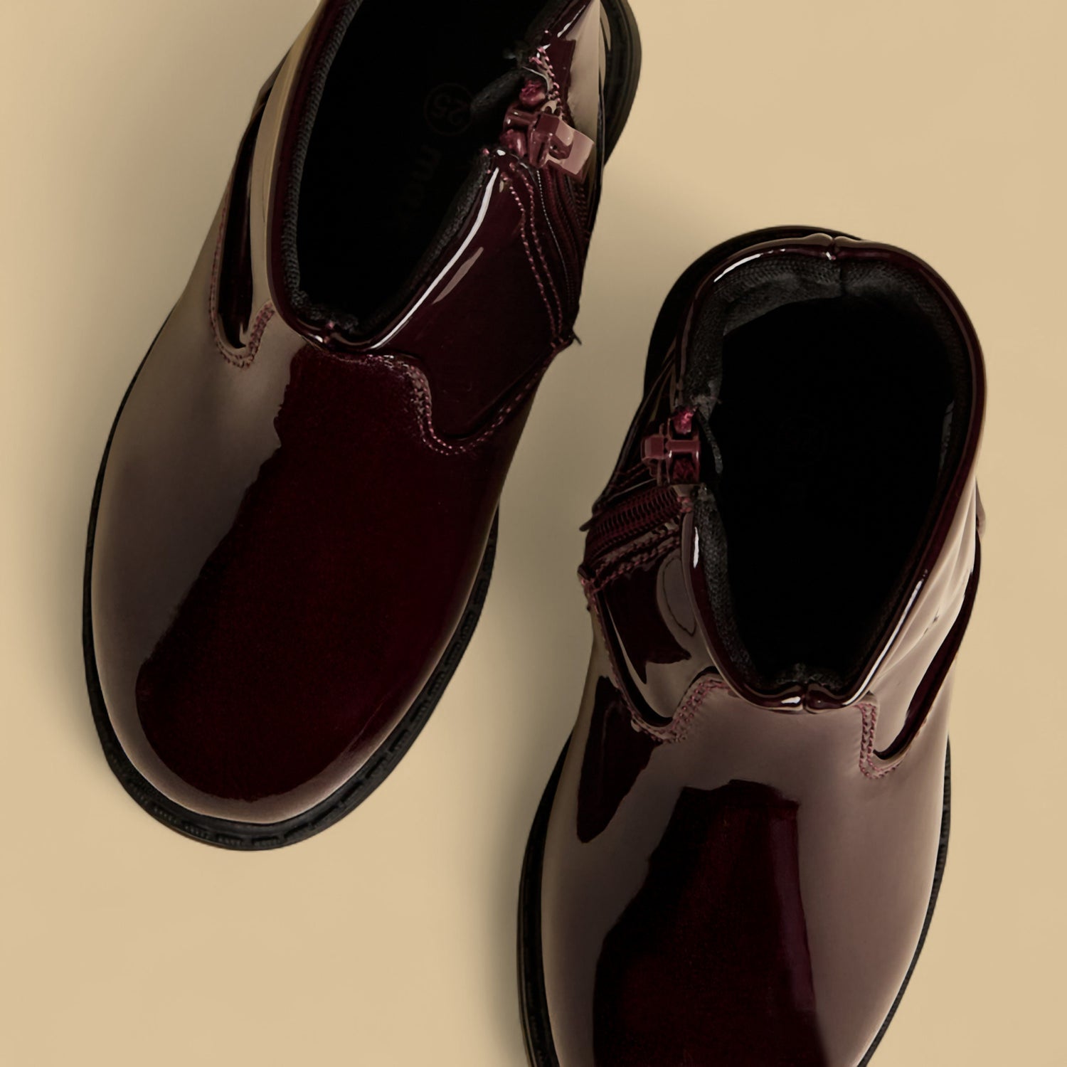Heart Print Ankle Boots with Zip Closure
