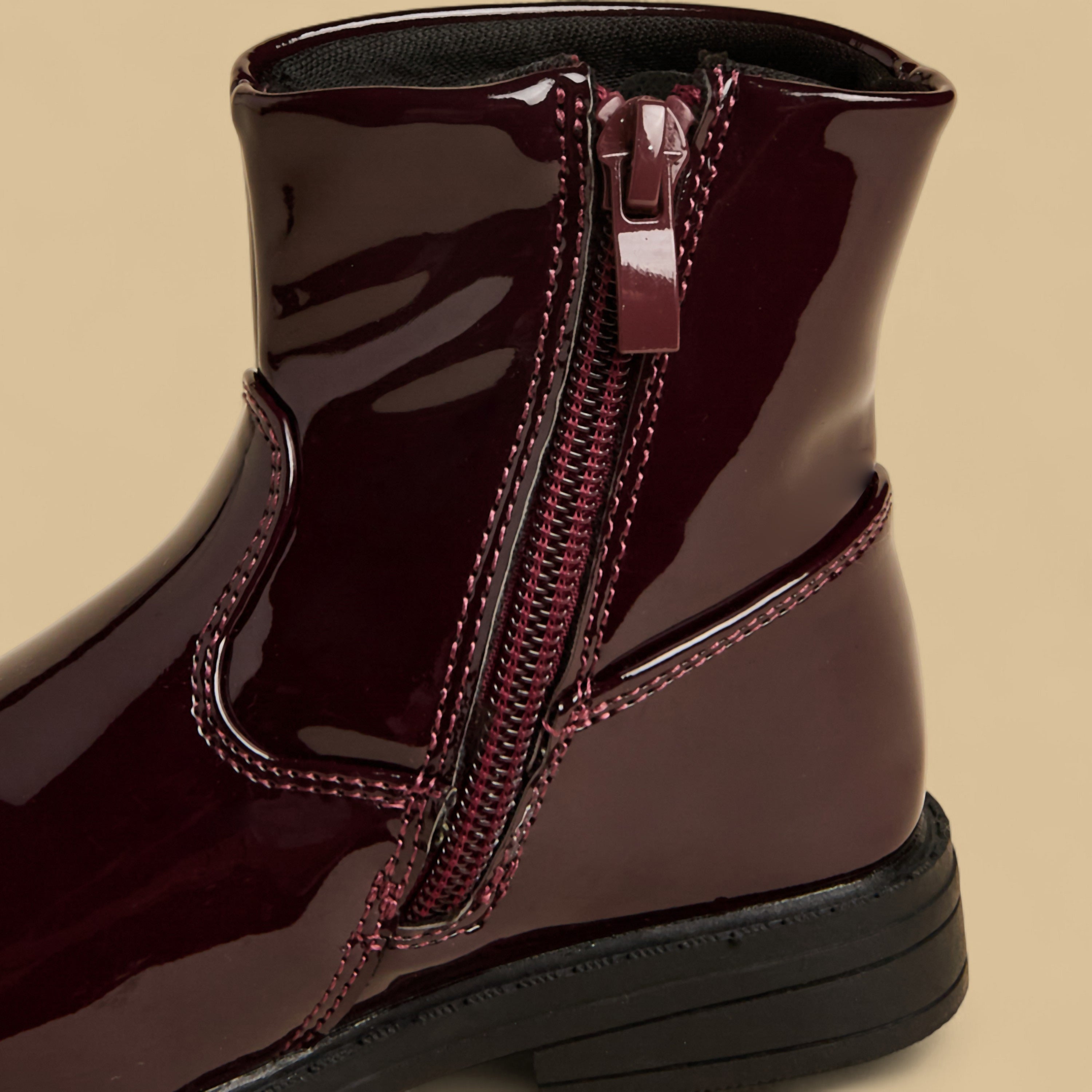Heart Print Ankle Boots with Zip Closure