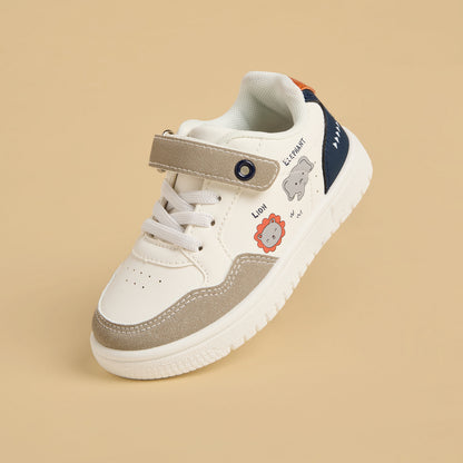 Printed Colourblock Sports Shoes with Hook and Loop Closure