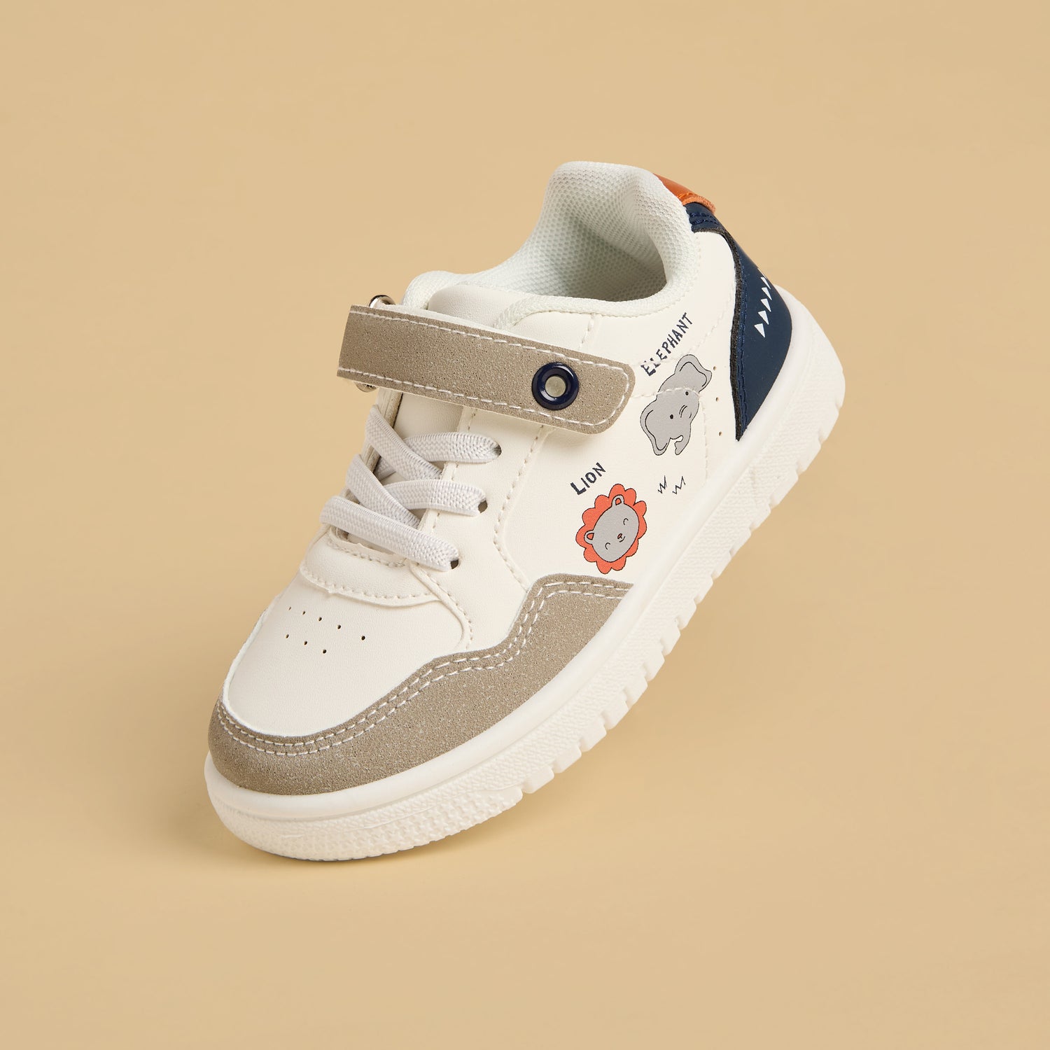Printed Colourblock Sports Shoes with Hook and Loop Closure