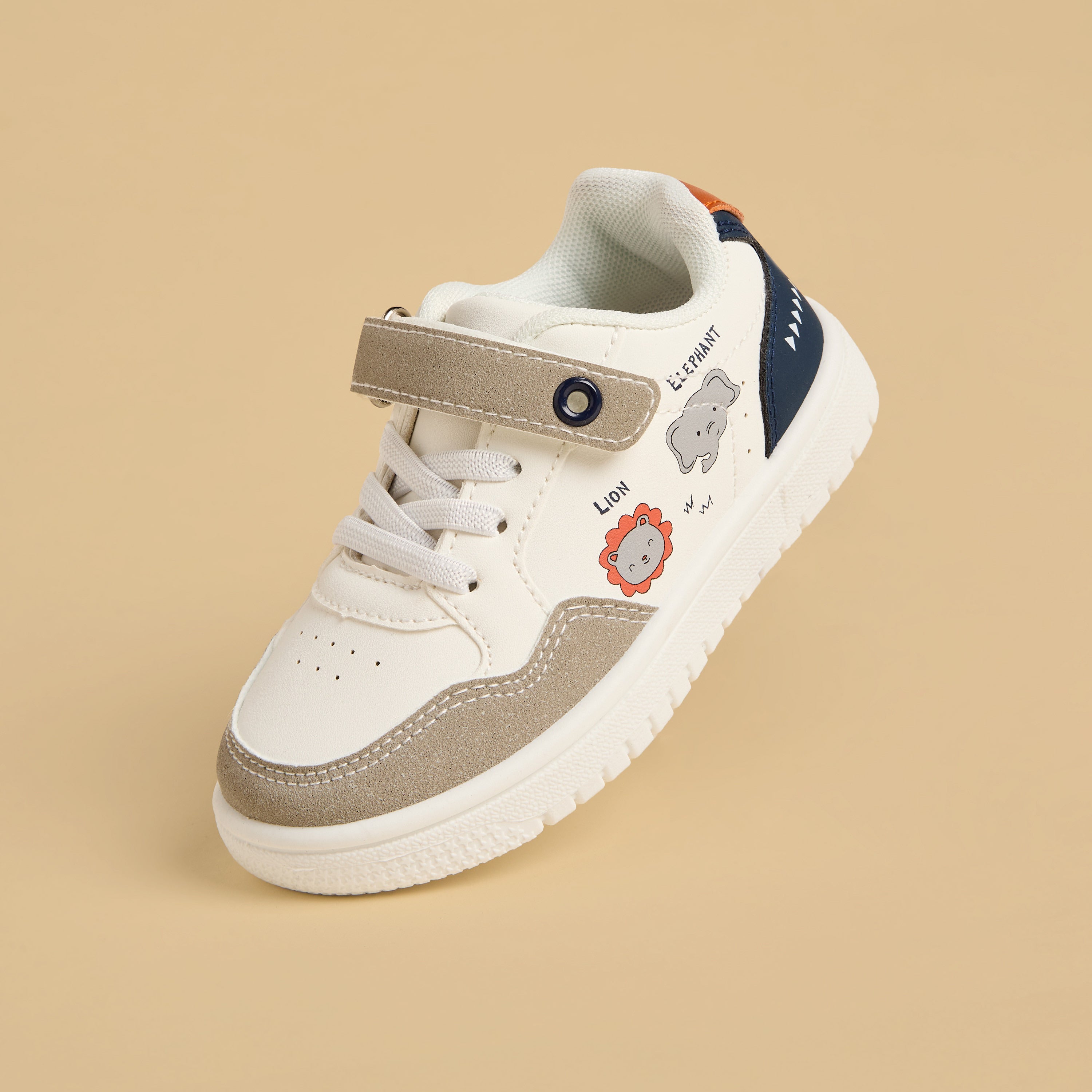 Printed Colourblock Sports Shoes with Hook and Loop Closure