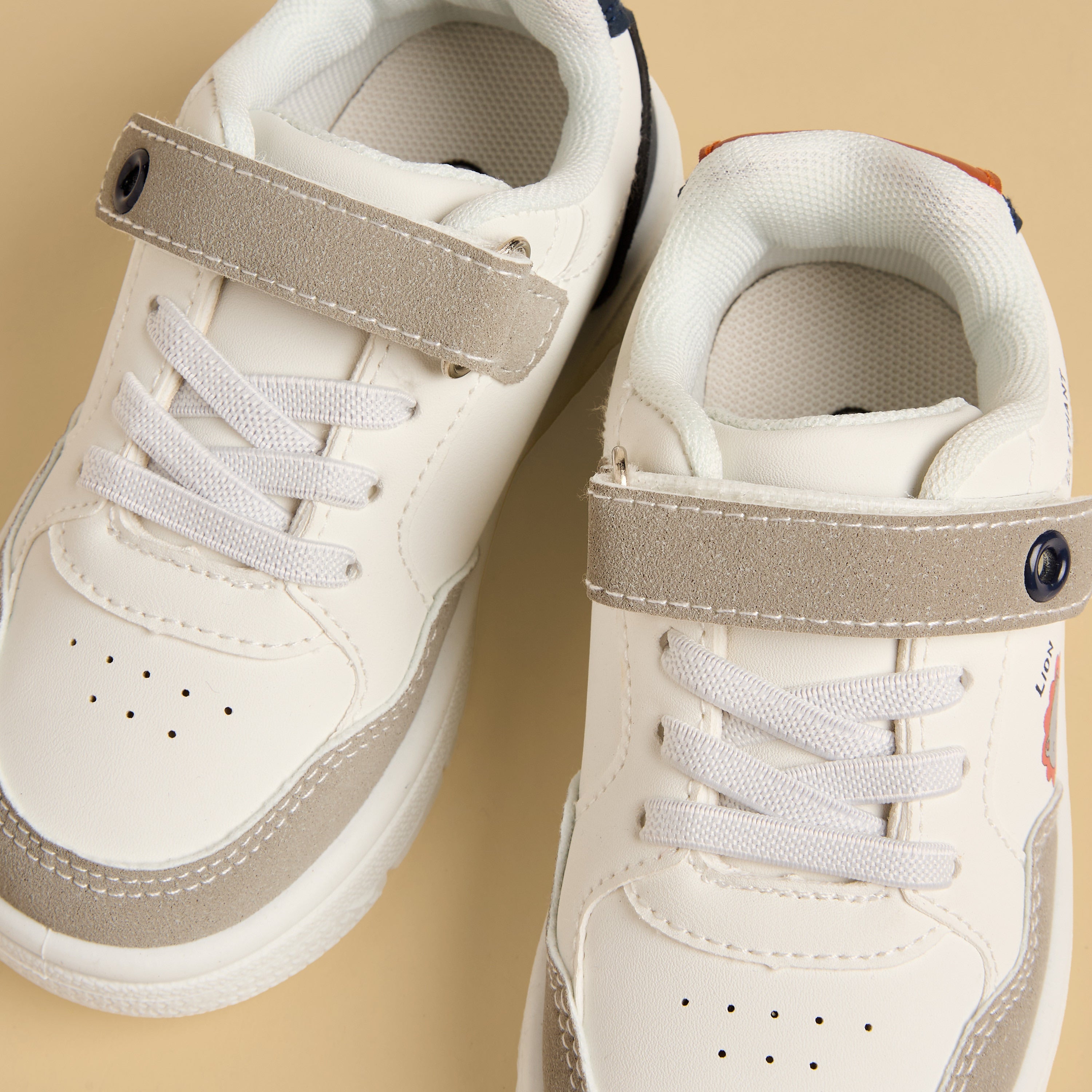 Printed Colourblock Sports Shoes with Hook and Loop Closure