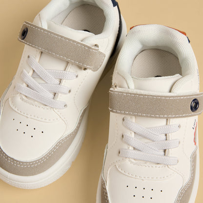 Printed Colourblock Sports Shoes with Hook and Loop Closure