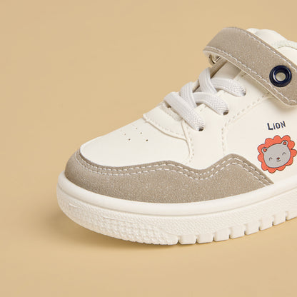 Printed Colourblock Sports Shoes with Hook and Loop Closure