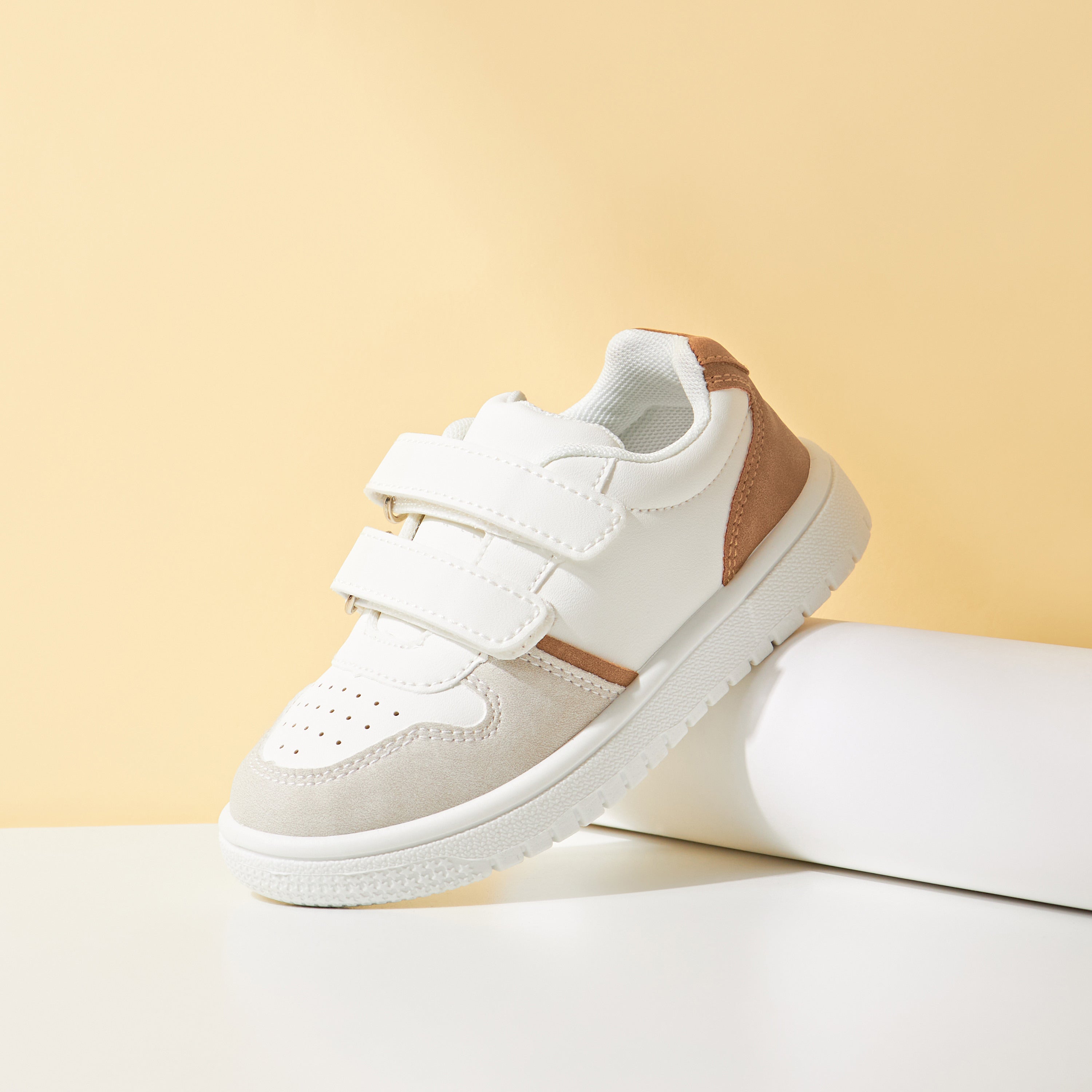 Textured Sneakers with Hook and Loop Closure