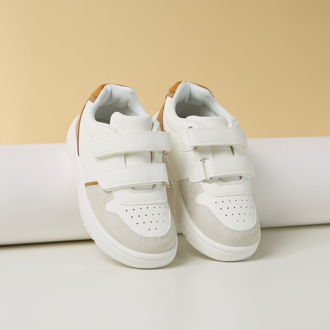 Textured Sneakers with Hook and Loop Closure
