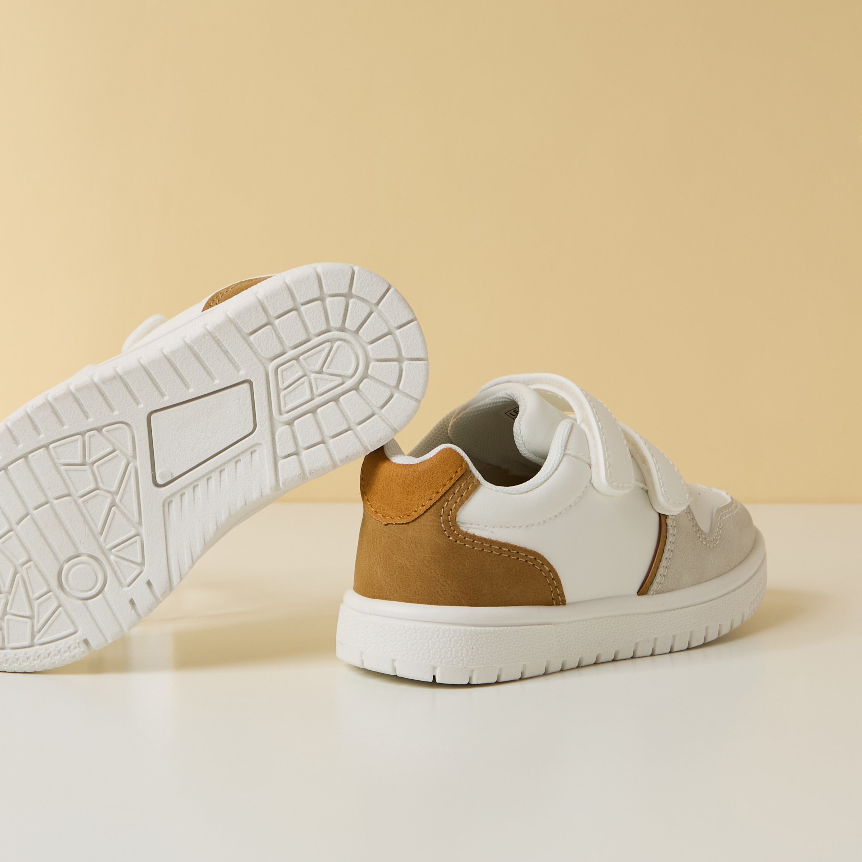Textured Sneakers with Hook and Loop Closure