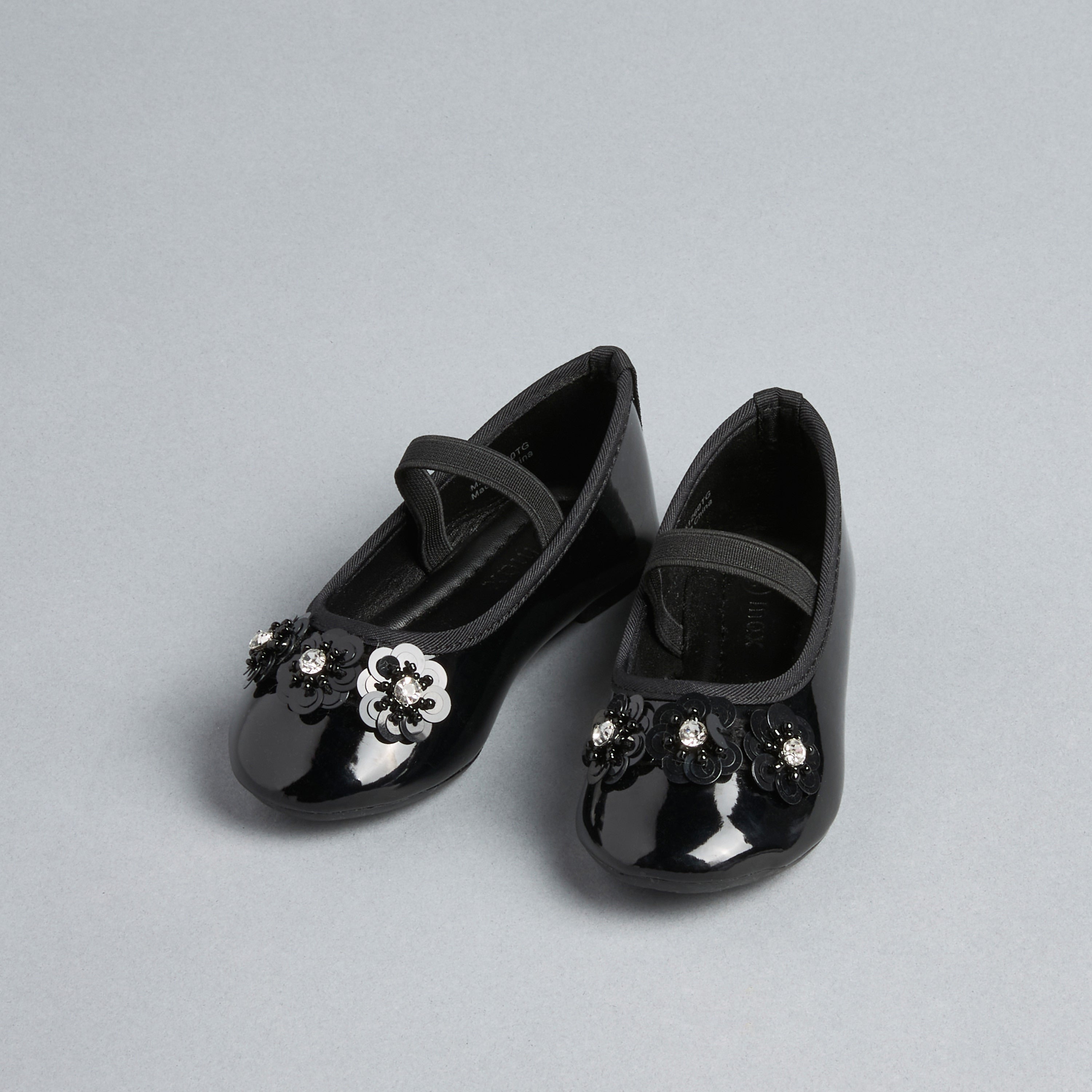 Floral Embellished Ballerina Shoes with Elasticated Strap