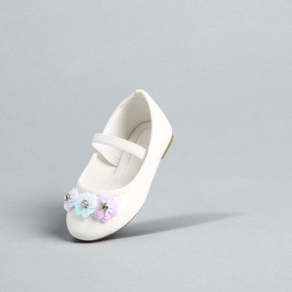 Floral Embellished Ballerina Shoes with Elasticated Strap