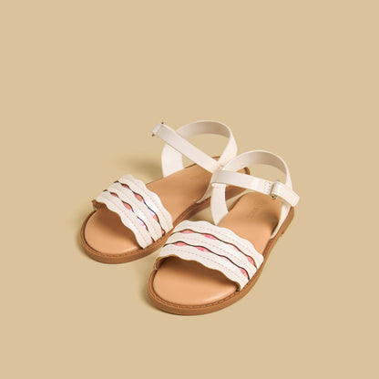 Textured Sandals with Hook and Loop Closure