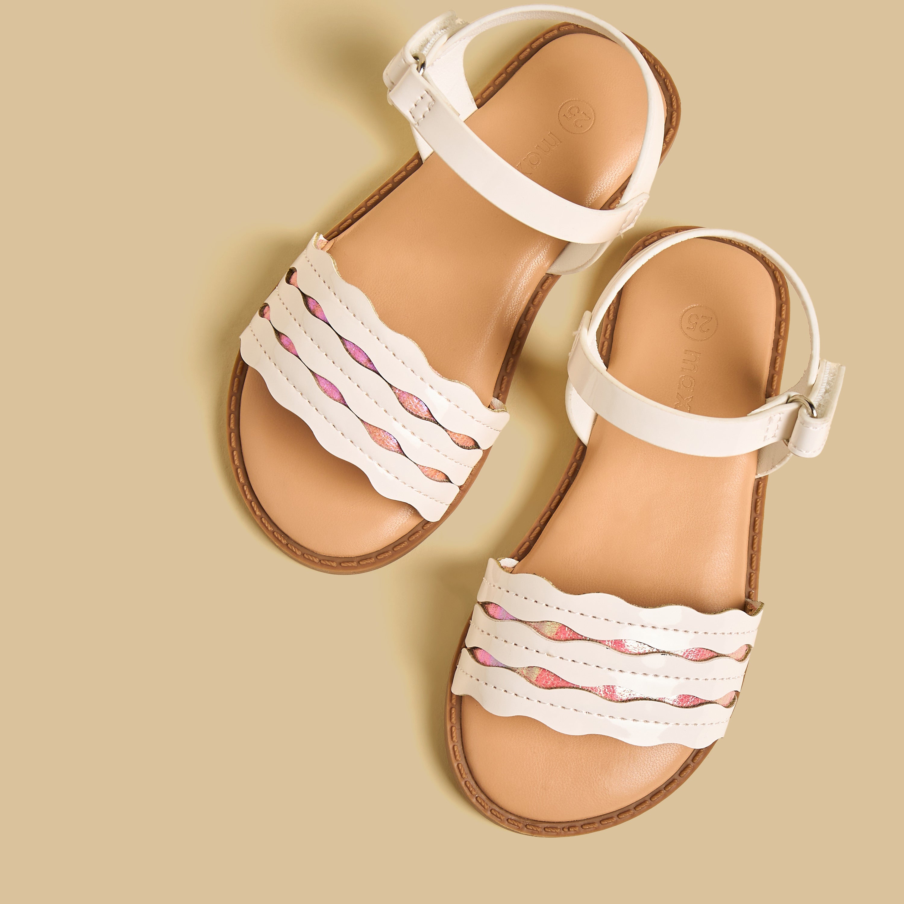 Textured Sandals with Hook and Loop Closure