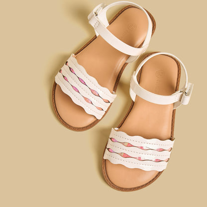 Textured Sandals with Hook and Loop Closure