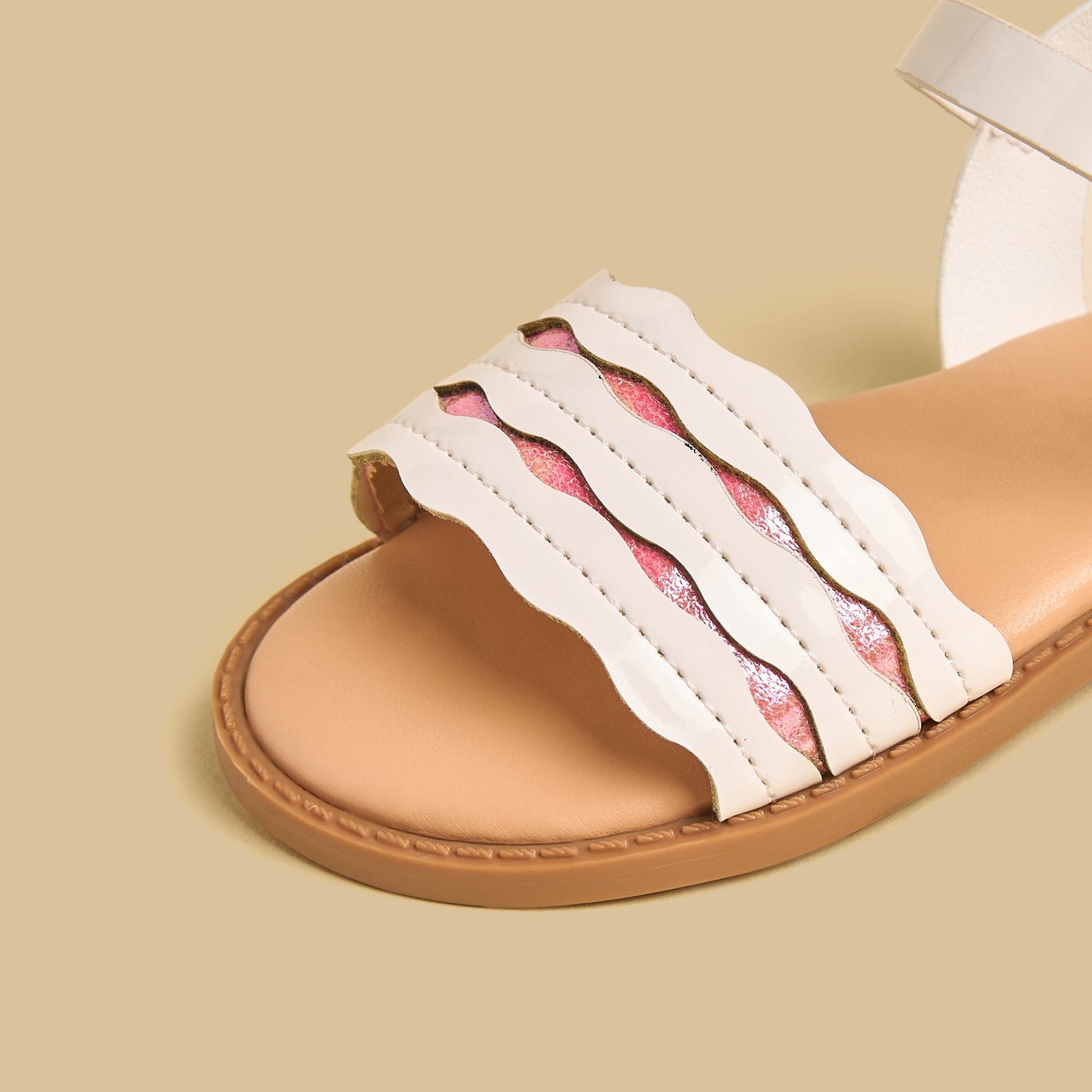 Textured Sandals with Hook and Loop Closure