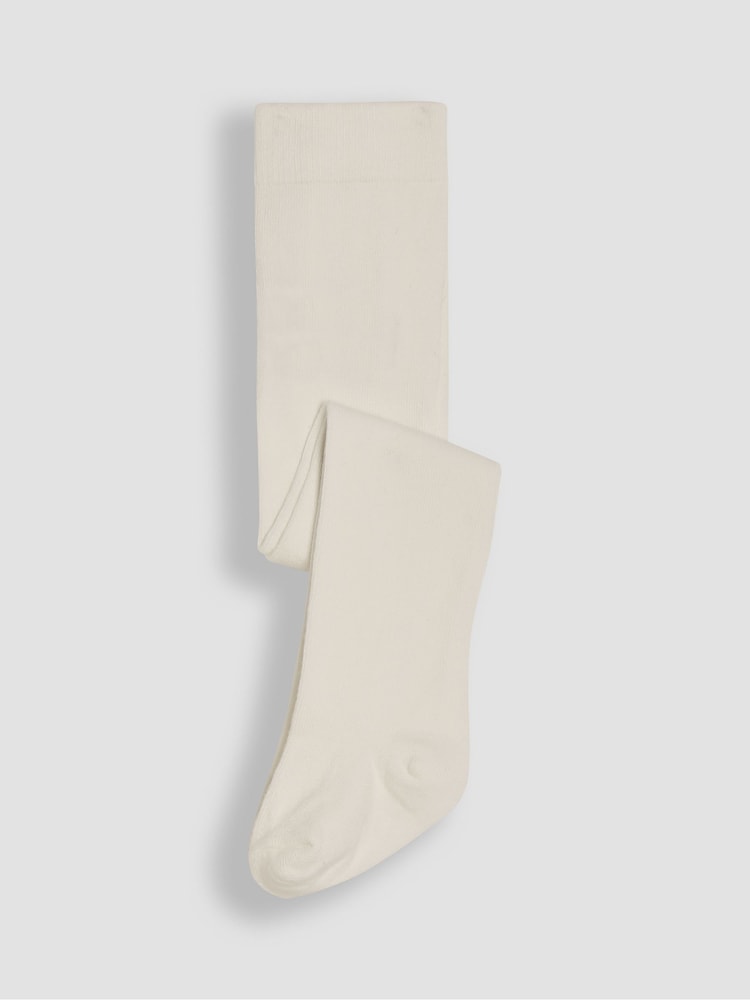 JoJo Maman Bébé Cream Cotton Rich Plain Tights - Size Up To 6 Months (50 - 68cm)