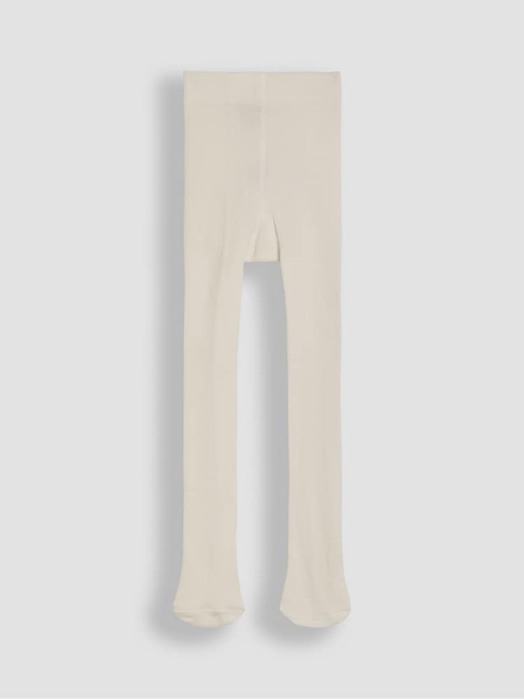 JoJo Maman Bébé Cream Cotton Rich Plain Tights - Size Up To 6 Months (50 - 68cm)