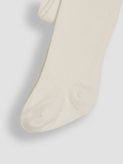 JoJo Maman Bébé Cream Cotton Rich Plain Tights - Size Up To 6 Months (50 - 68cm)