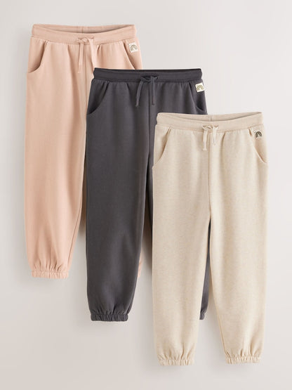 Charcoal/Cream/Tan 3 Pack Joggers Set (3mths-7yrs) - Size 3-6 Months (62-68cm) - Charcoal/Cream/Tan