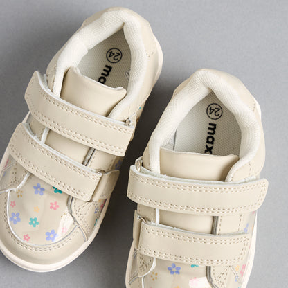 All-Over Floral Print Sport Shoes with Hook and Loop Closure