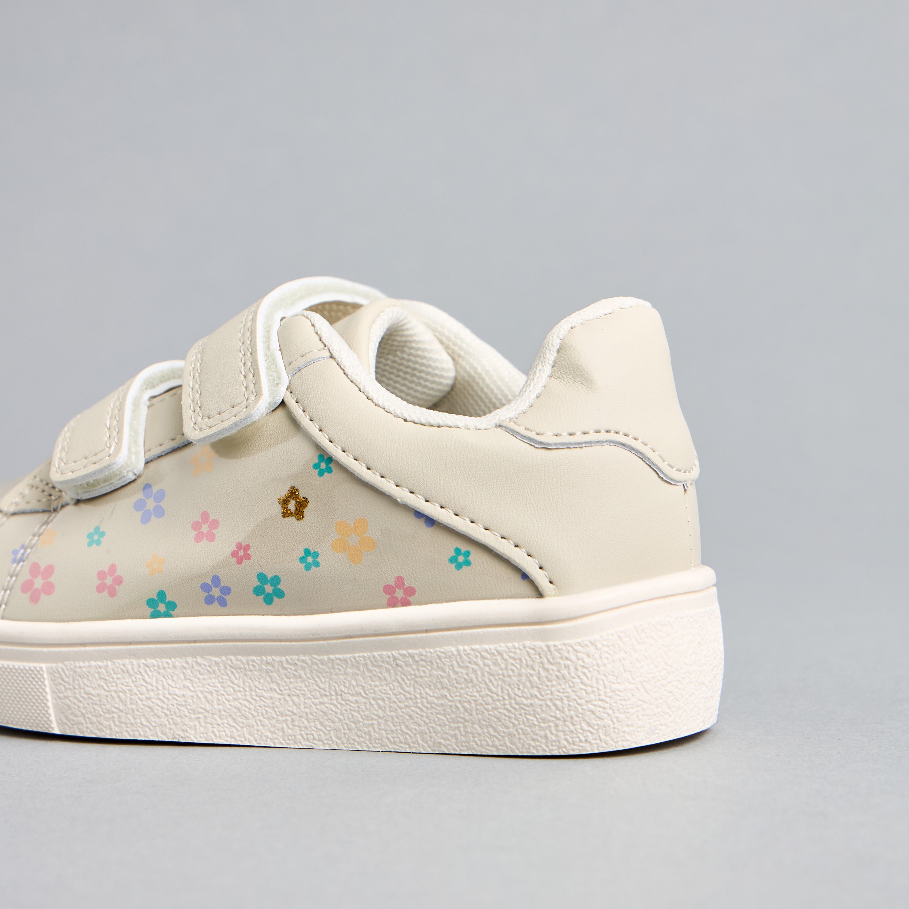 All-Over Floral Print Sport Shoes with Hook and Loop Closure