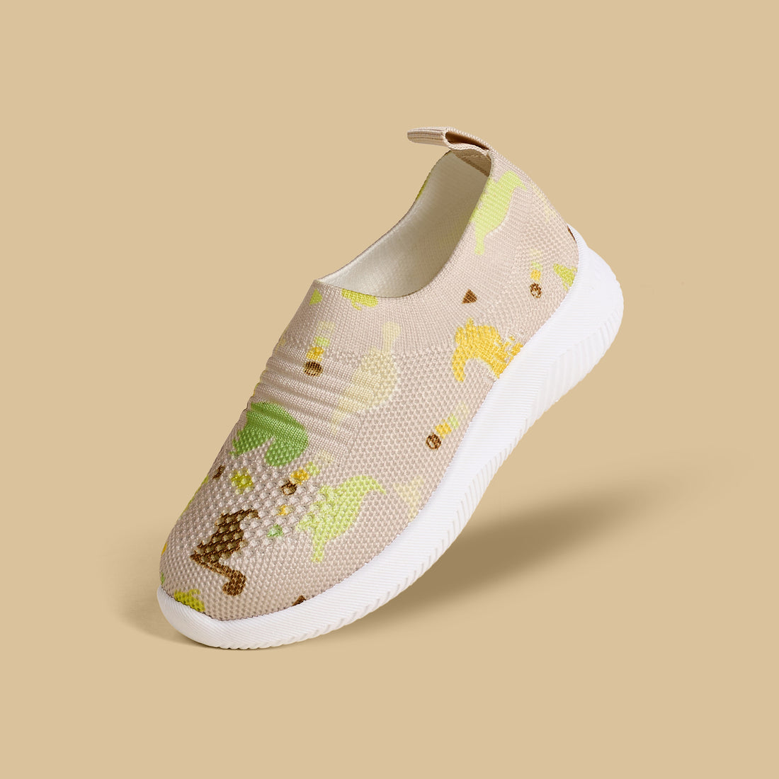 Dinosaur Print Flyknit Slip-On Sports Shoes - Cream / 20