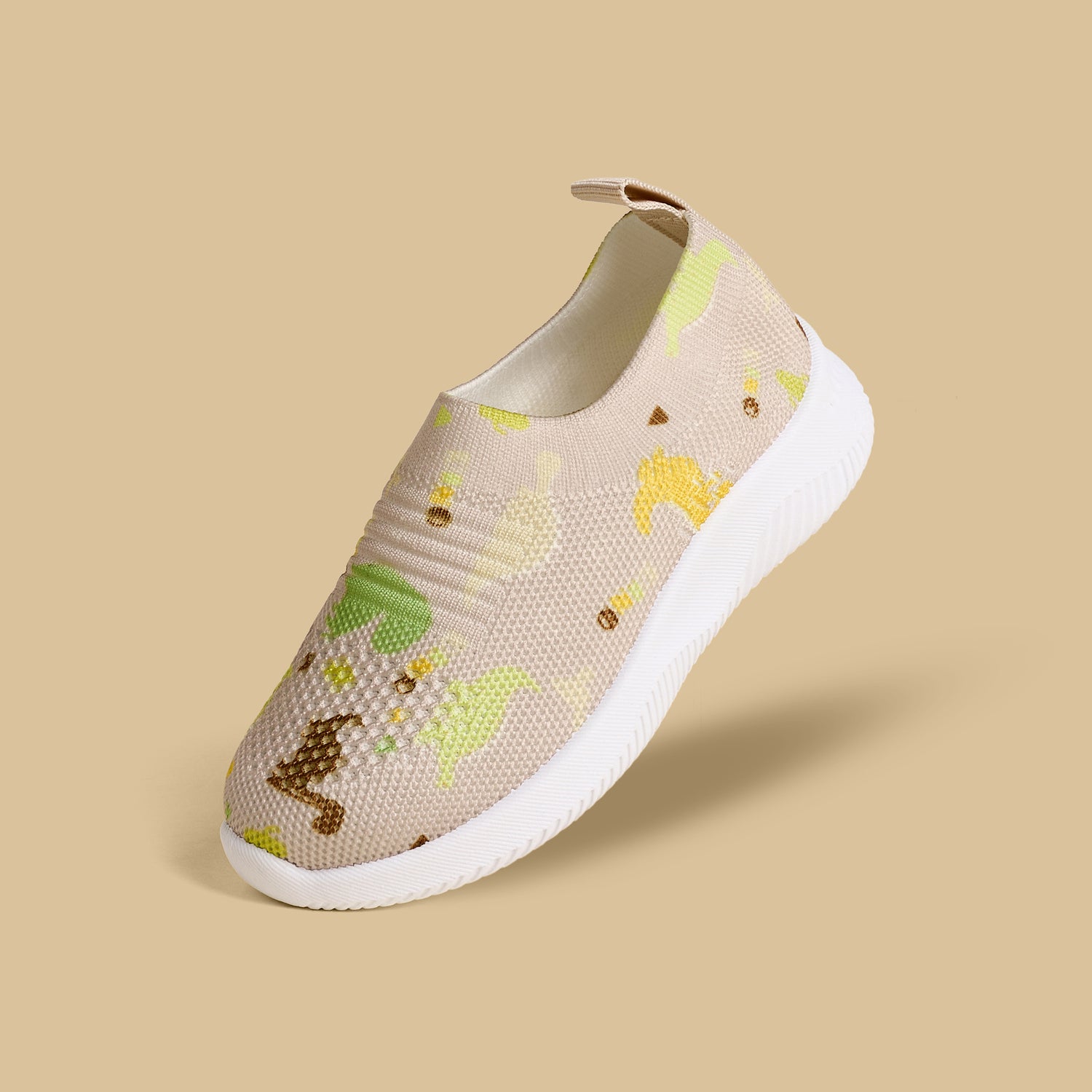 Dinosaur Print Flyknit Slip-On Sports Shoes - Cream / 20