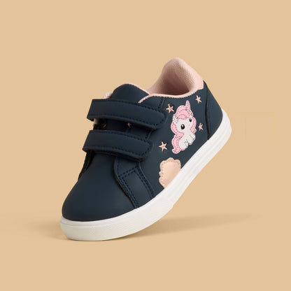 Unicorn Print Sneakers with Hook and Loop Closure