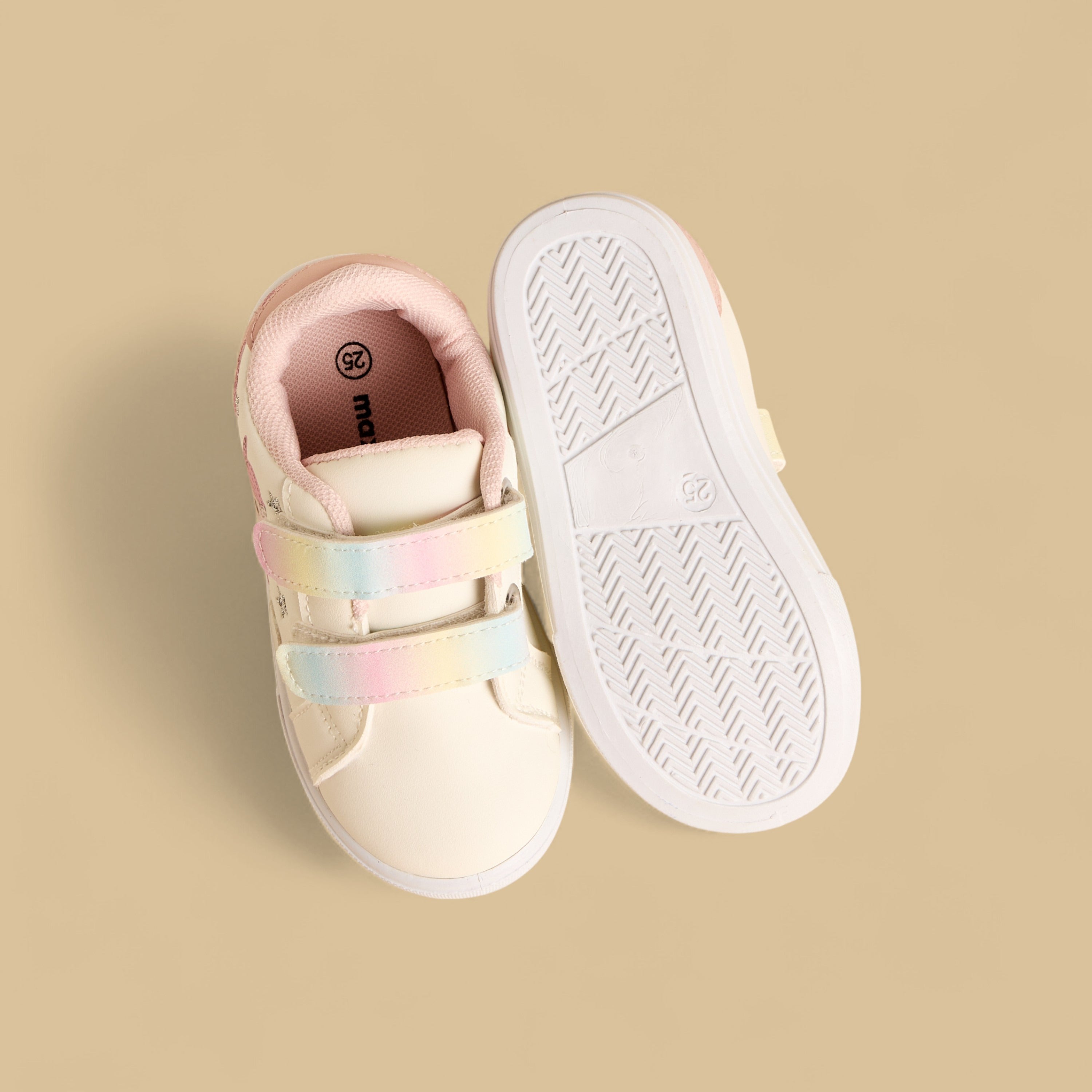 Unicorn Print Sneakers with Hook and Loop Closure
