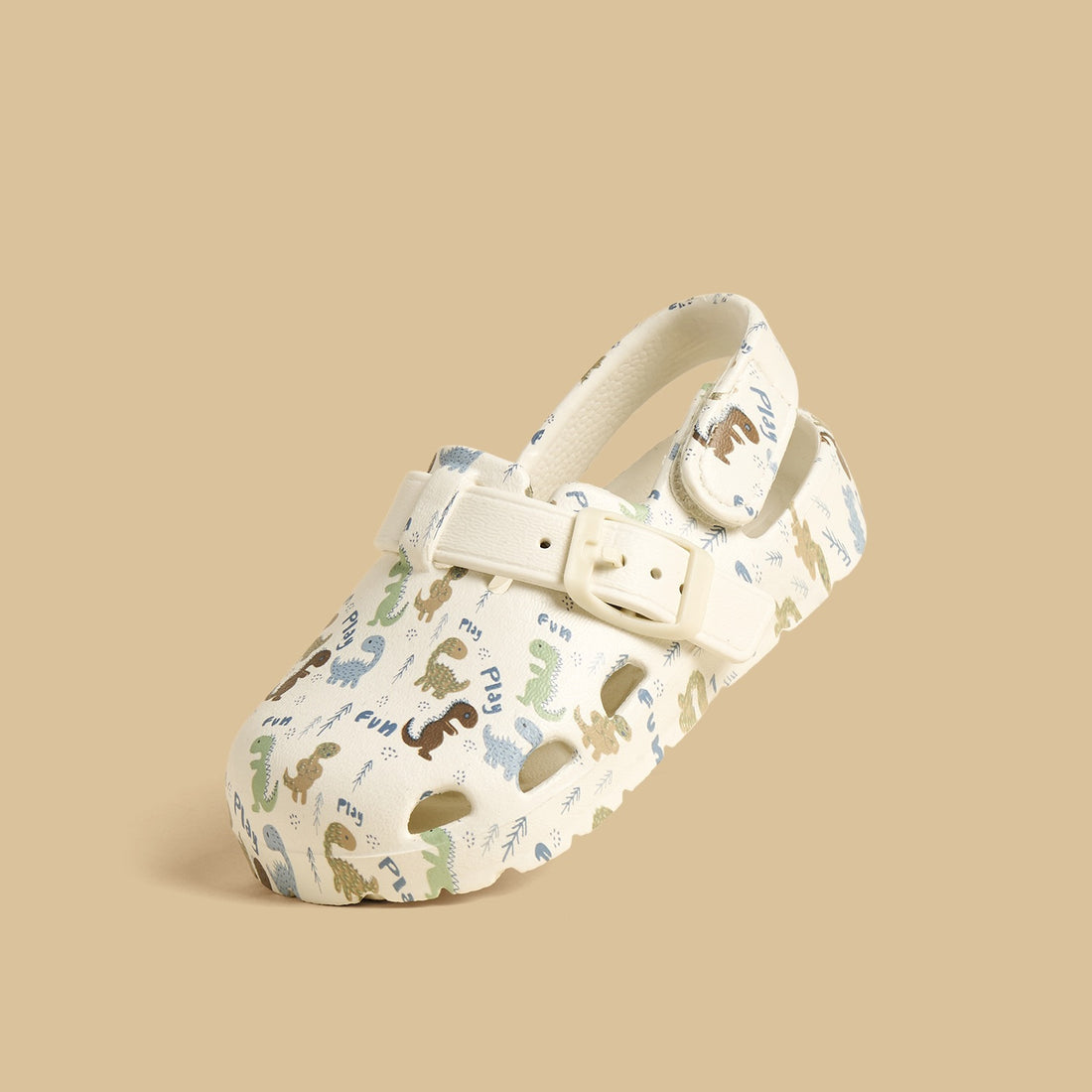 Dinosaur Print Clogs - Cream / 20