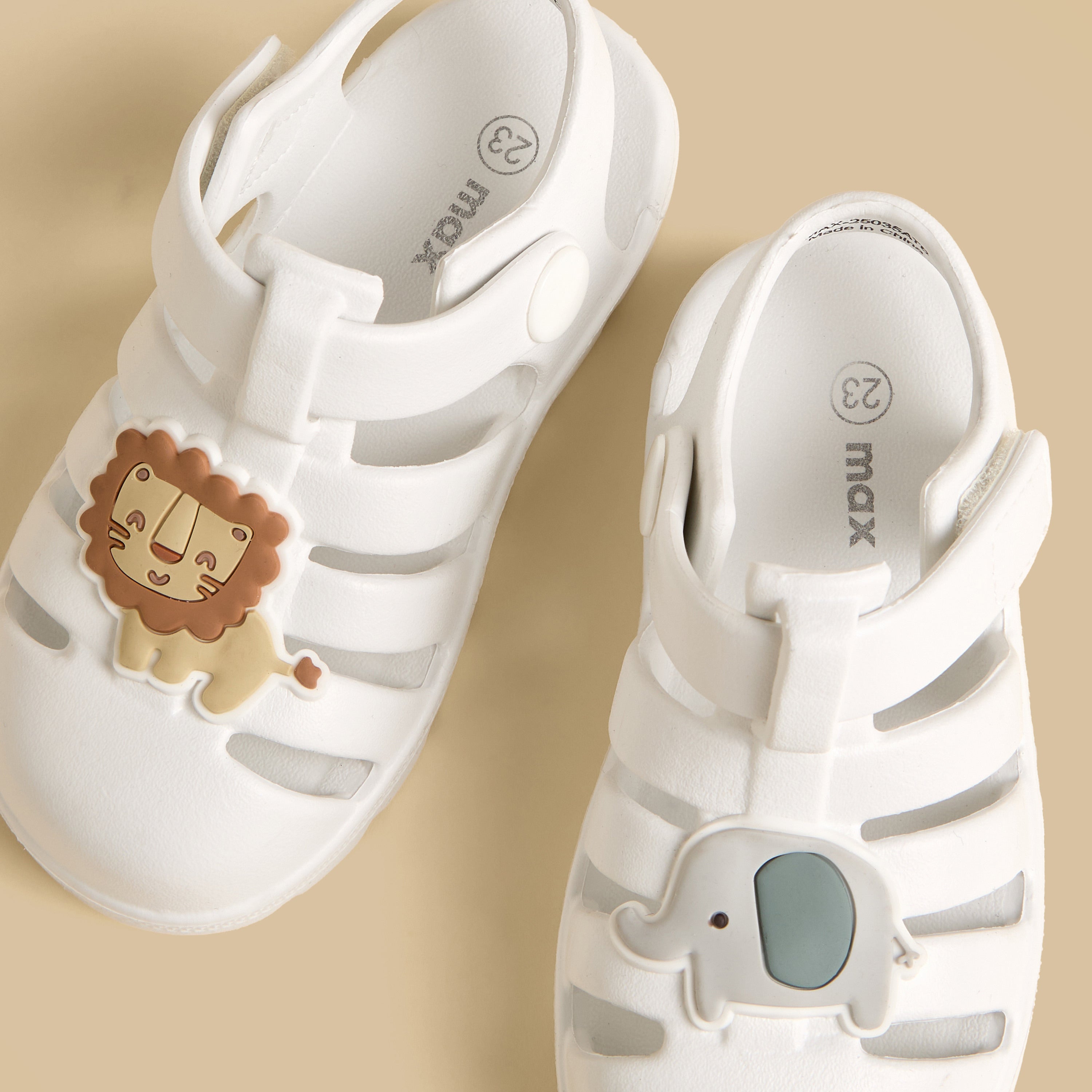 Embossed Hook and Loop Sandals