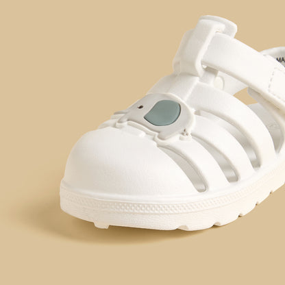 Embossed Hook and Loop Sandals