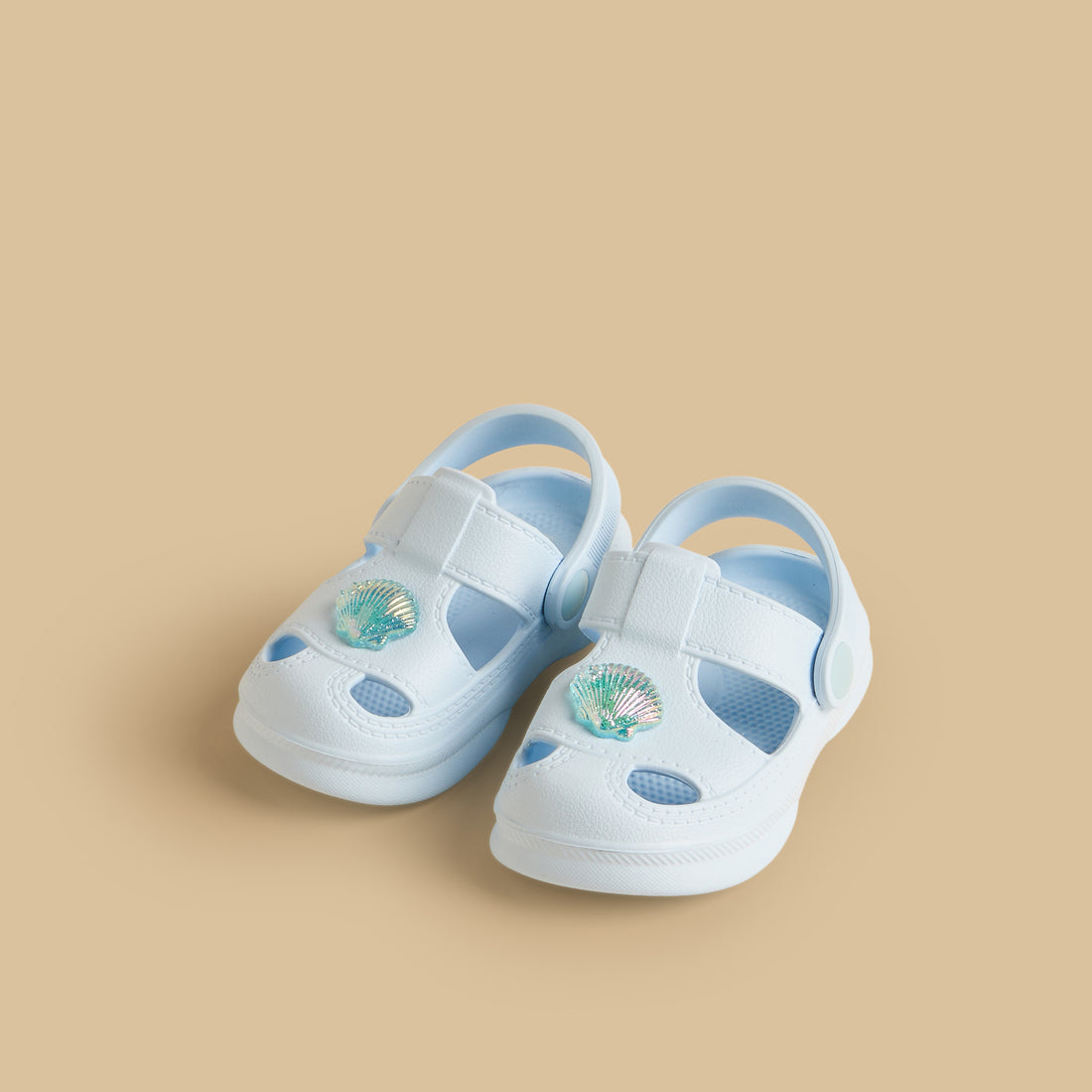 Seashell Accent Backstrap Clogs - Blue / 20