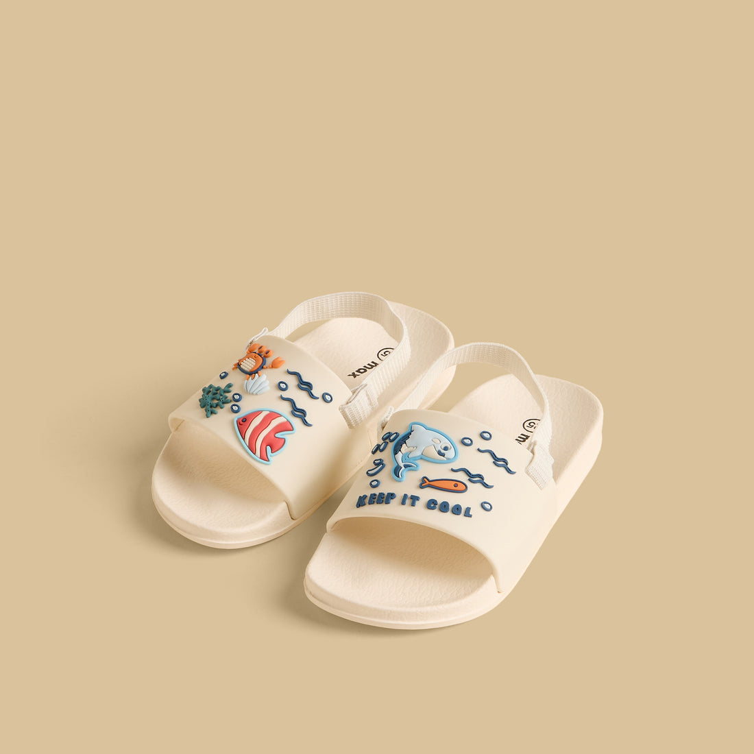 Underwater Applique Slides with Backstrap - Cream / 20