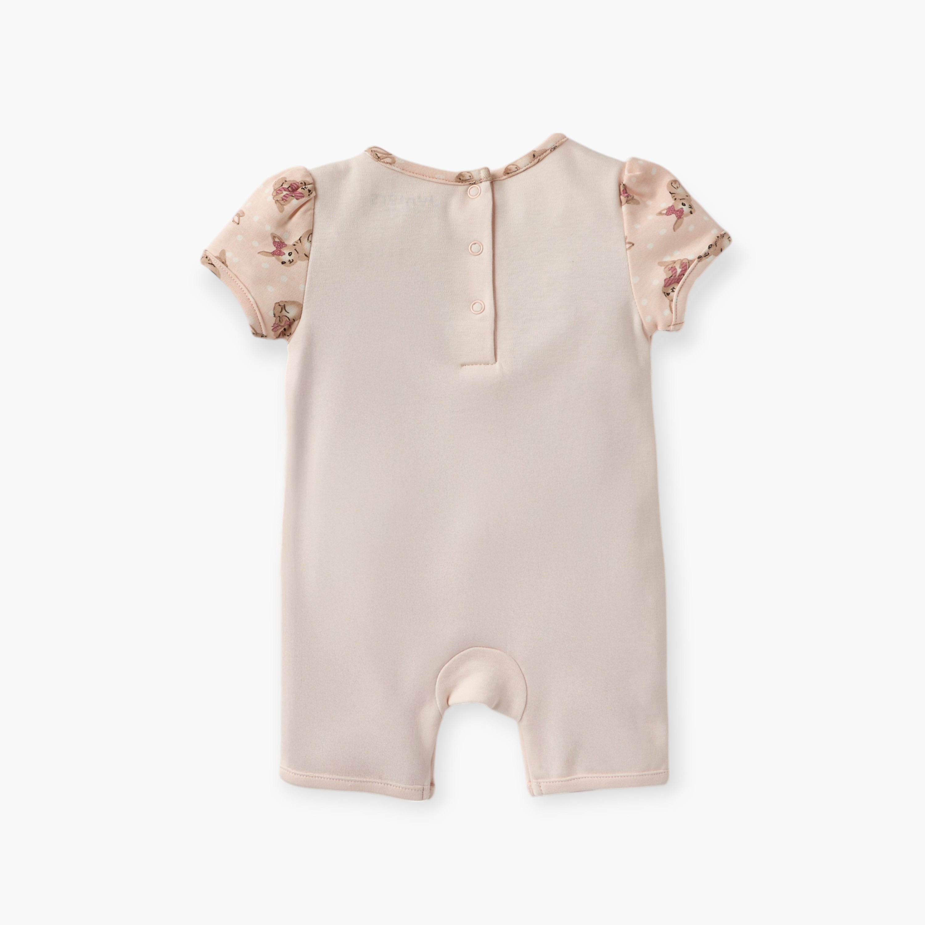 Juniors Bunny Print Romper with Short Sleeves