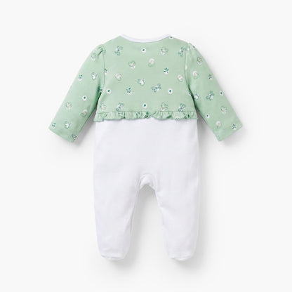 Juniors Cotton Round Neck Long Sleeves Sleepsuit with Bolero Overlay