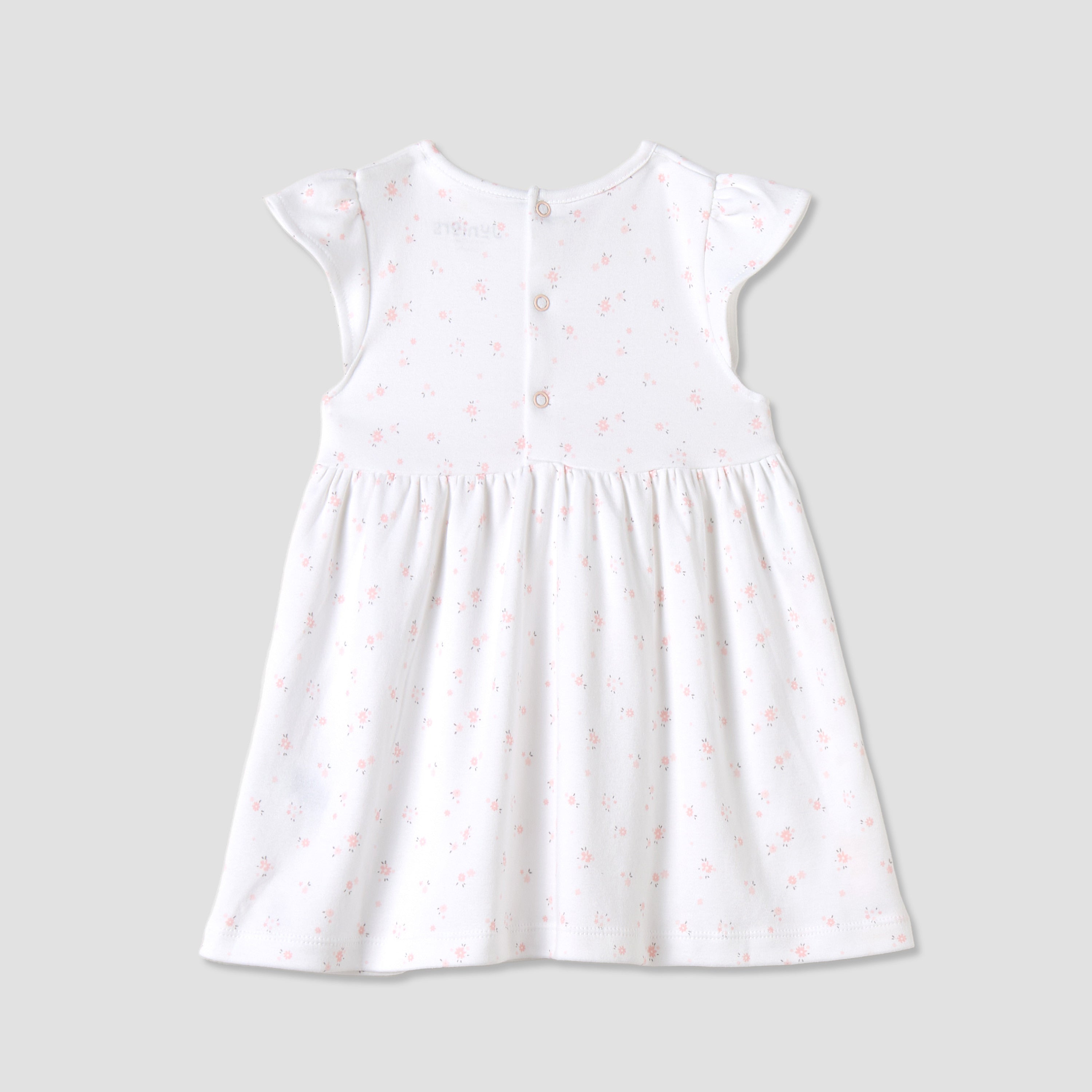 Juniors All-Over Floral Print A-line Dress with Bow Detail