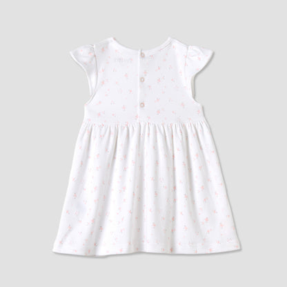 Juniors All-Over Floral Print A-line Dress with Bow Detail