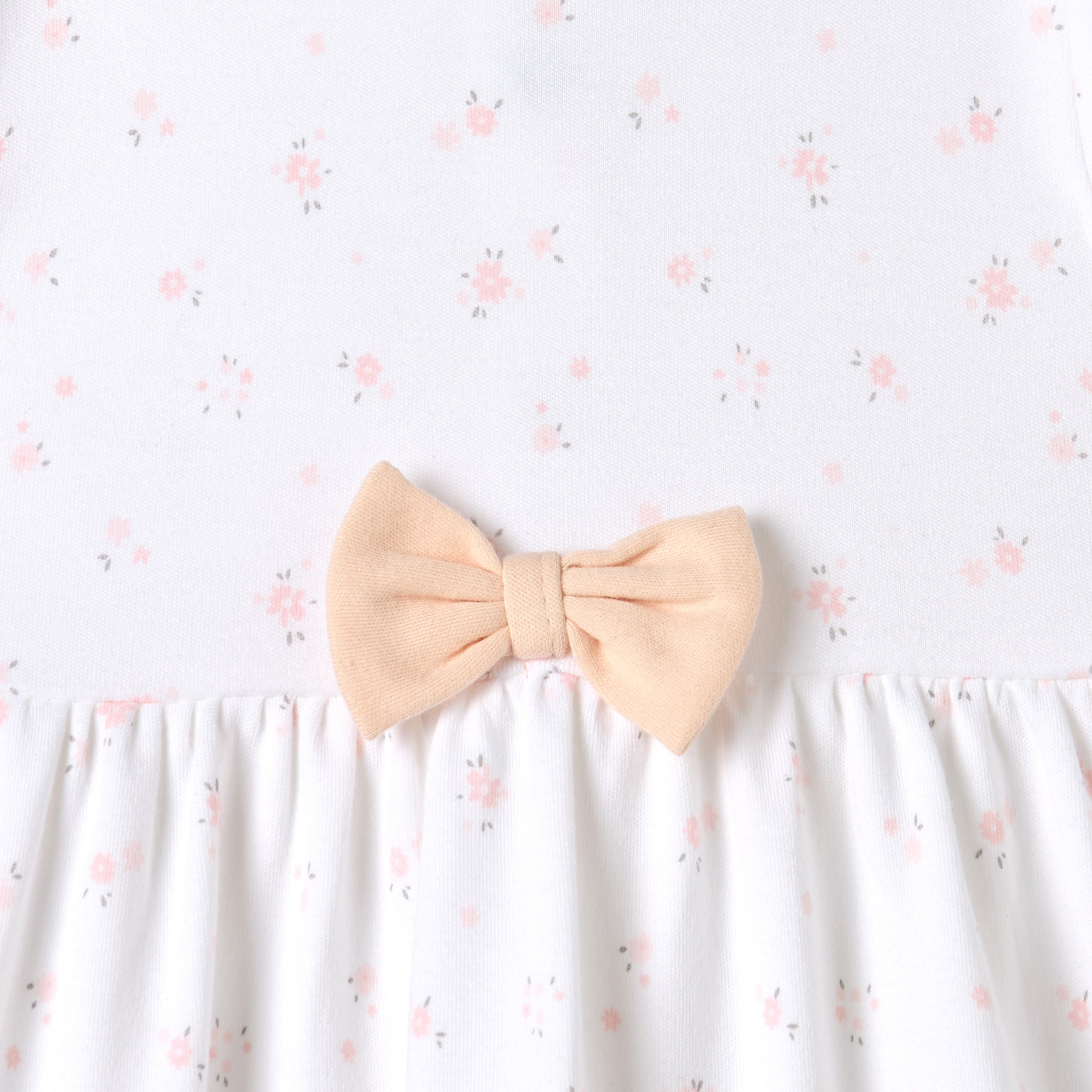 Juniors All-Over Floral Print A-line Dress with Bow Detail