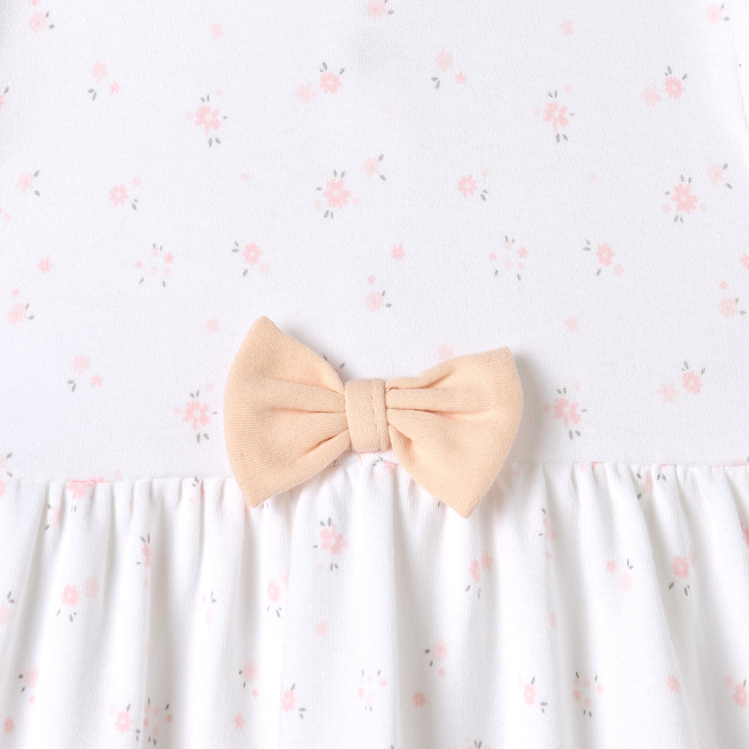 Juniors All-Over Floral Print A-line Dress with Bow Detail