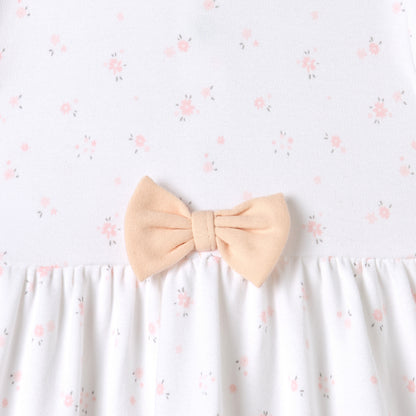 Juniors All-Over Floral Print A-line Dress with Bow Detail