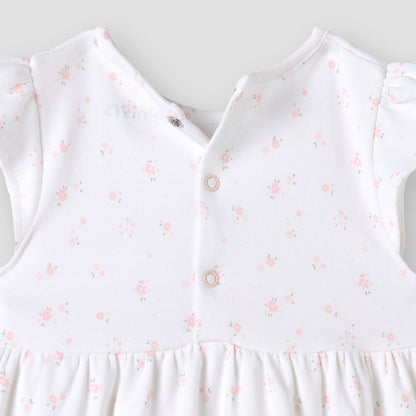 Juniors All-Over Floral Print A-line Dress with Bow Detail