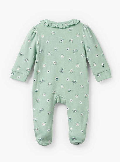 Juniors Cotton Round Neck Long Sleeves Sleepsuit with Ruffles-baby-girls-clothing-nightwear-sleepsuits-image-2