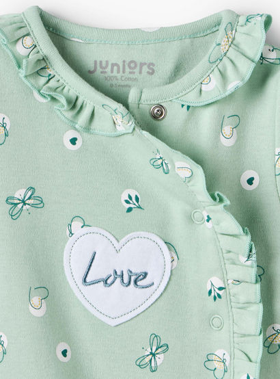 Juniors Cotton Round Neck Long Sleeves Sleepsuit with Ruffles-baby-girls-clothing-nightwear-sleepsuits-image-3