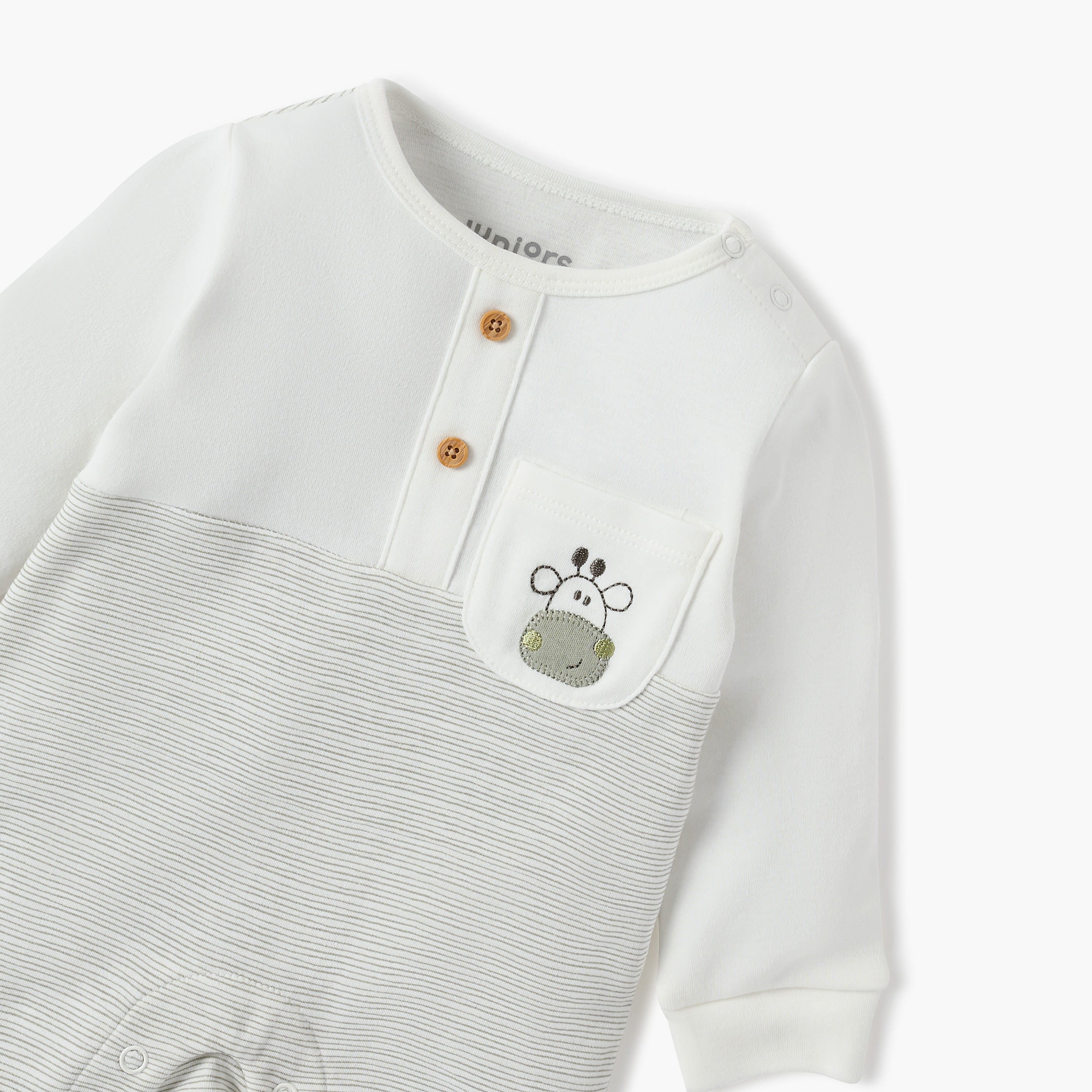 Juniors Striped Sleepsuit with Chest Pocket