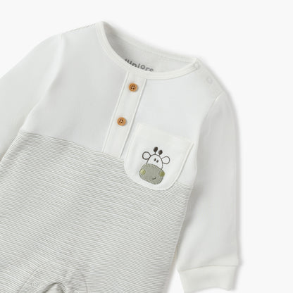 Juniors Striped Sleepsuit with Chest Pocket