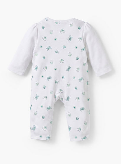 Juniors Cotton Round Neck Long Sleeves Sleepsuit with Ruffle Detail-baby-girls-clothing-nightwear-sleepsuits-image-2