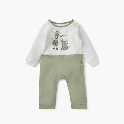 Juniors Animal Applique Sleepsuit with Side Button Closure - Green / 12-18 mths