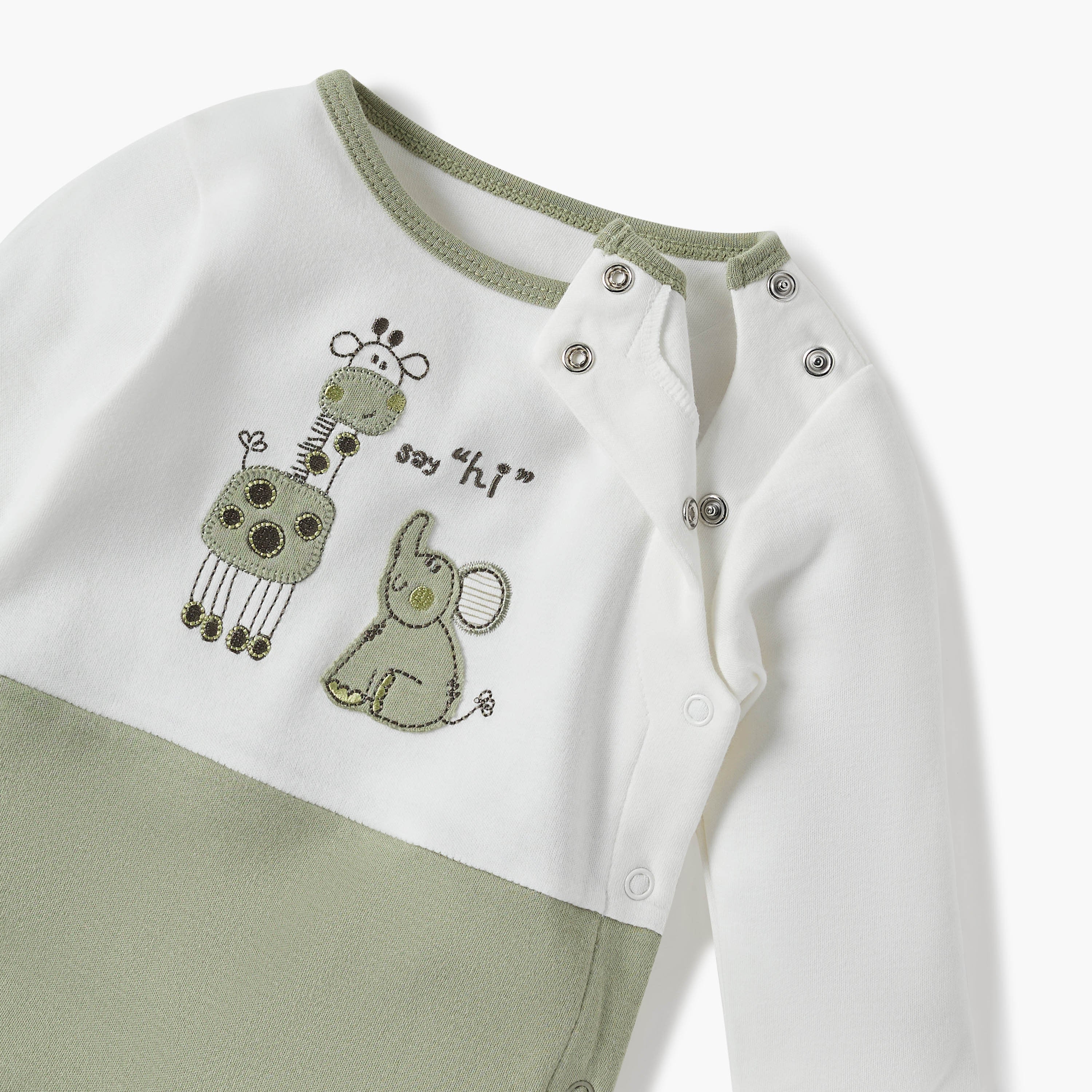Juniors Animal Applique Sleepsuit with Side Button Closure