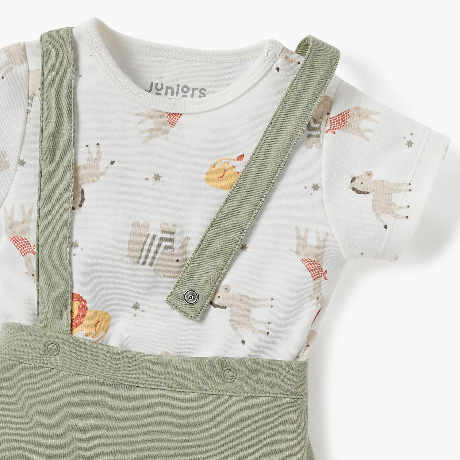 Juniors Animal Print T-shirt and Dungaree Set