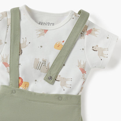 Juniors Animal Print T-shirt and Dungaree Set