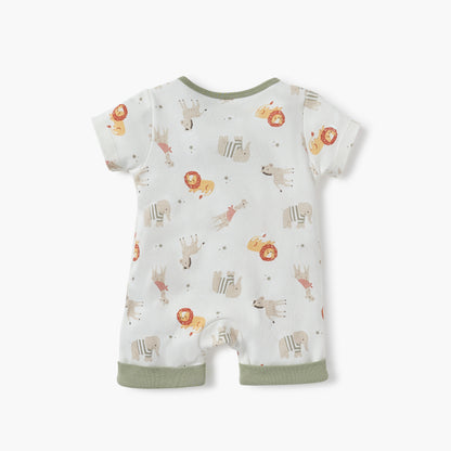 Juniors Animal Print Romper with Short Sleeves